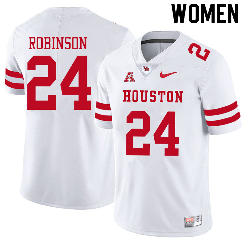 Women #24 Malik Robinson Houston Cougars College Football Jerseys Sale-White